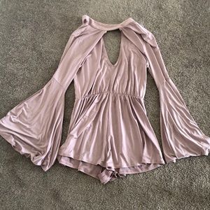 Light Purple Bell Sleeve Romper